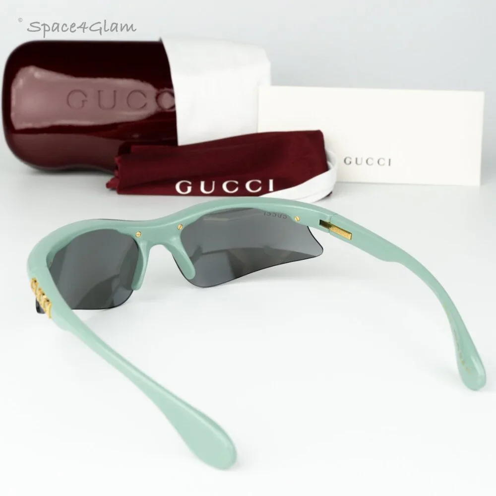 Gucci Men Sunglasses Green Silver Mirror Mask GG1774S 005 BRAND NEW